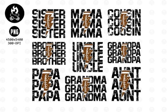 Game Day Gear: Grunge Family Bolt PNG Sublimation Bundle