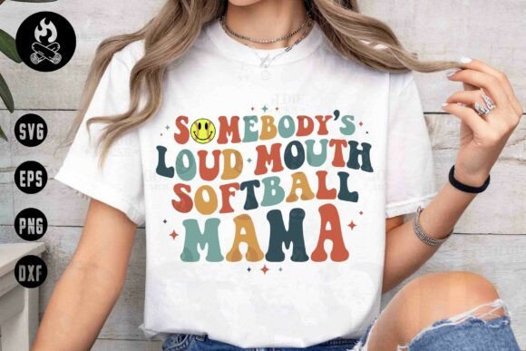Loud Mouth Softball Mama SVG: A Groovy Retro Design for Team Spirit